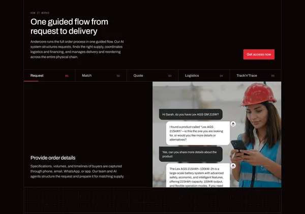 Andercore – AI-Powered Industrial Trade Platform - Landing design inspiration