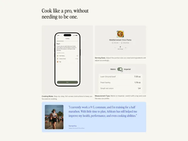 Athleats | Healthy, performance driven recipes for athletes - Landing design inspiration