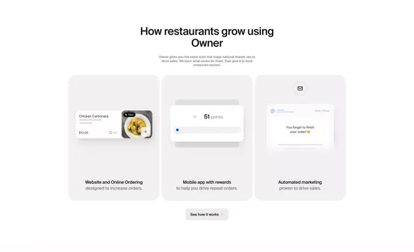 Online Ordering and Restaurant Marketing System | Owner.com - Landing design inspiration