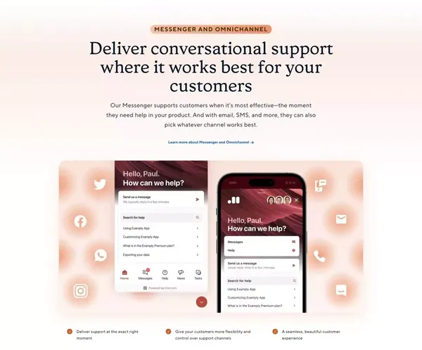 Intercom: The best of automation and human customer service - Landing design inspiration