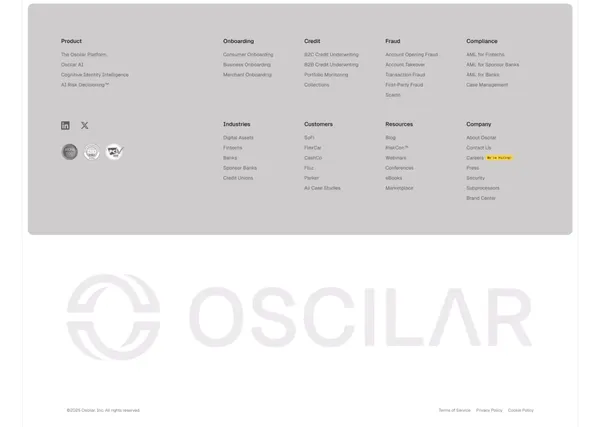 Oscilar - Risk Intelligence Decoded - Landing design inspiration
