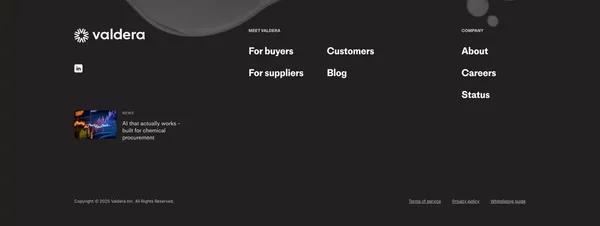 Valdera | The digital sourcing platform for chemicals and raw materials - Landing design inspiration