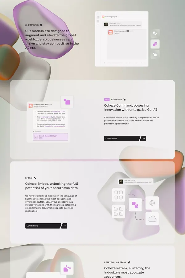 Cohere | The leading AI platform for enterprise - Landing design inspiration