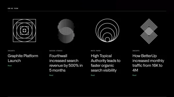 Build SEO Velocity. Own intent // Graphite - Landing design inspiration