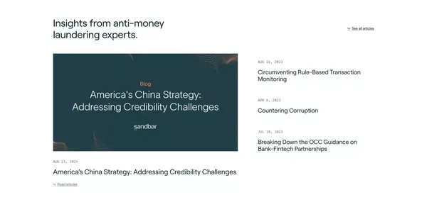 Sandbar | Modular anti-money laundering (AML) software - Landing design inspiration