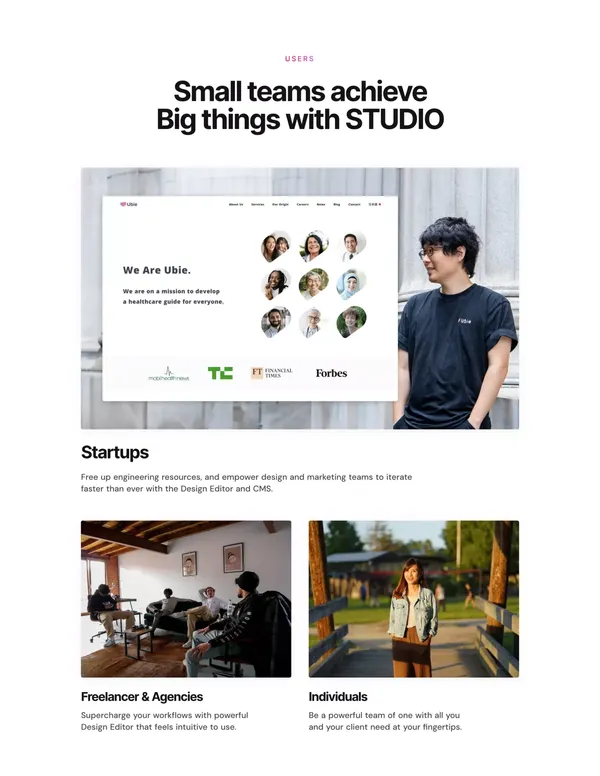 STUDIO | Say hello to your new site. - Landing design inspiration
