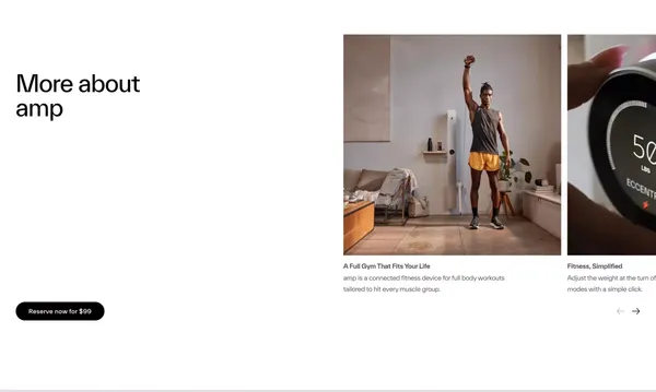 amp - the AI-powered fitness machine made for modern life - Landing design inspiration