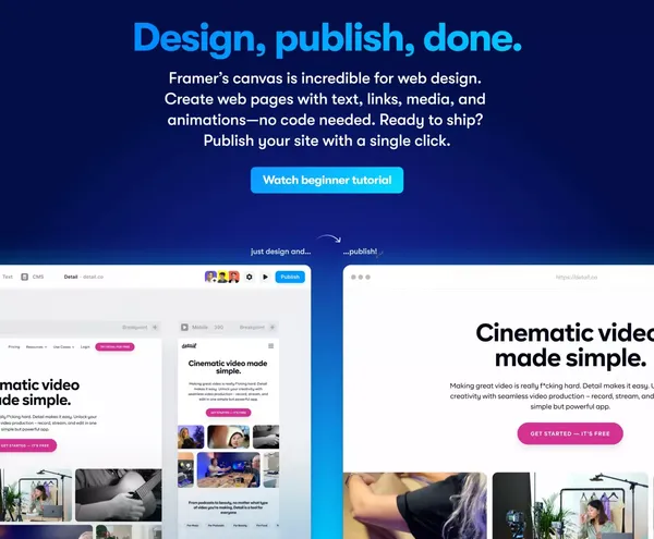 Framer: Ship sites with style - Landing design inspiration