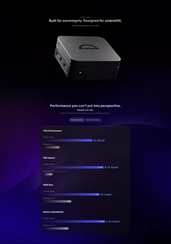 Umbrel — The ultimate home server and OS for self-hosting - Landing design inspiration