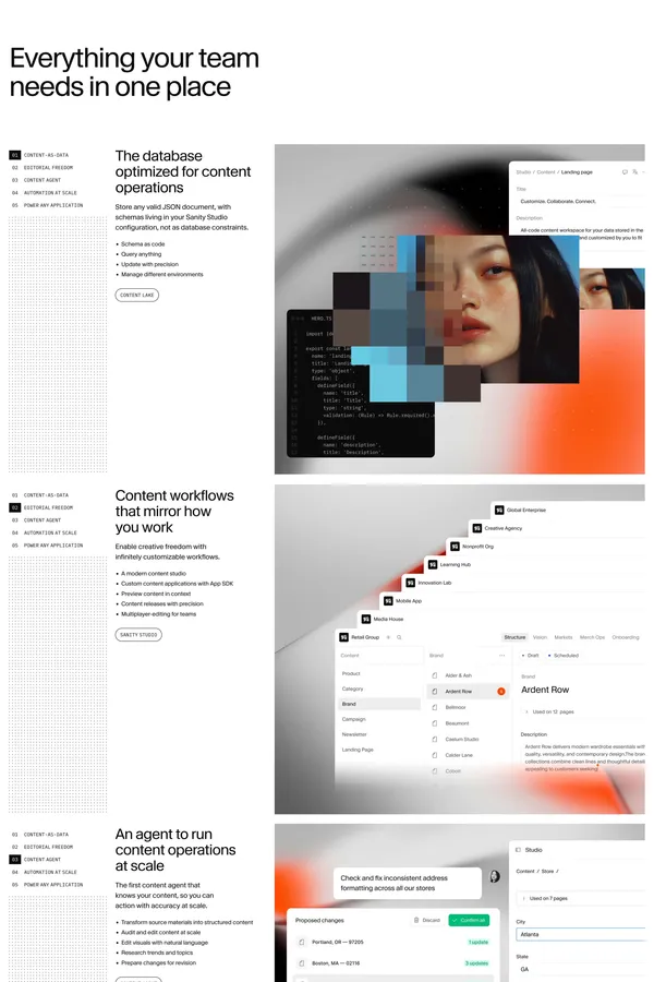 The Content Operating System for the AI era | Sanity - Landing design inspiration