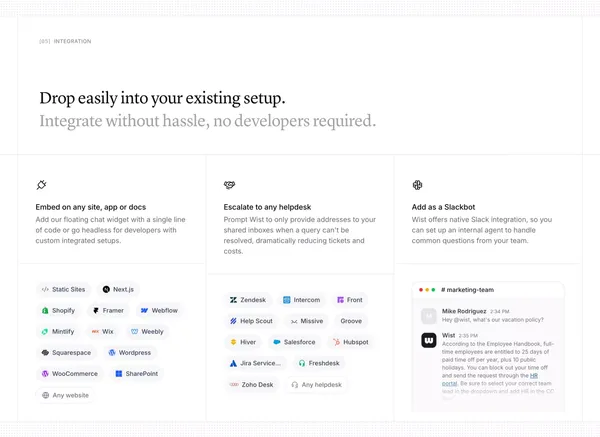 Wist: AI Live Chat Customer Support - Landing design inspiration