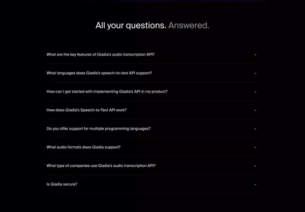Gladia | Audio Transcription API - Landing design inspiration