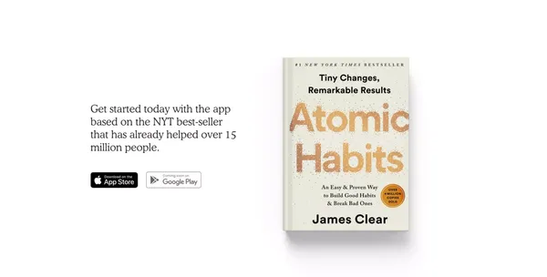 Atoms. The official Atomic Habits app - Landing design inspiration