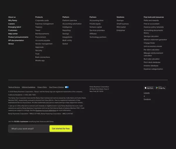 Spend Management, Corporate Cards & Accounts Payable Solutions | Ramp - Landing design inspiration