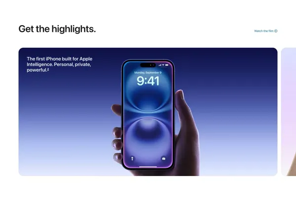 iPhone 16 and iPhone 16 Plus - Apple - Landing design inspiration