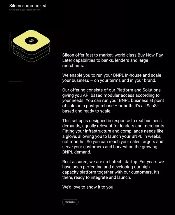 BNPL SaaS with powers for your business to grow - Sileon - Landing design inspiration