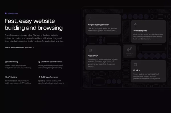 Divhunt: Fast And Easy Website Builder For Coders & No-Coders - Landing design inspiration