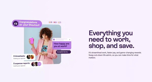 Swag: The All-in-one Superapp For Smarter Work, Career & Life. - Landing design inspiration