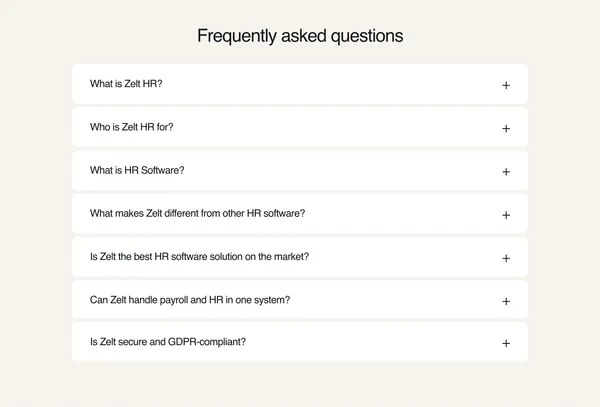 Zelt: All-in-one HR software for the employee lifecycle - Landing design inspiration