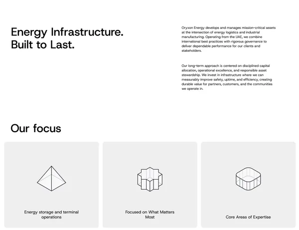 Oryxon Energy - Energy Infrastructure & Industrial Assets UAE - Landing design inspiration
