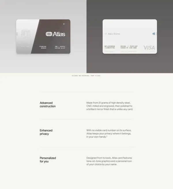 Atlas - Spending. Dining. Travel. - Landing design inspiration