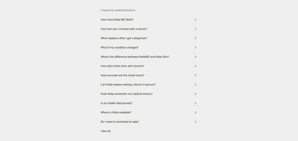Nolla — Great Care Starts with Good Questions - Landing design inspiration