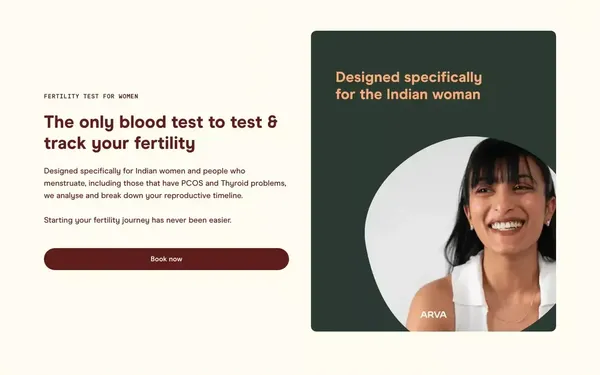 Arva | Fertility on your timeline - Landing design inspiration