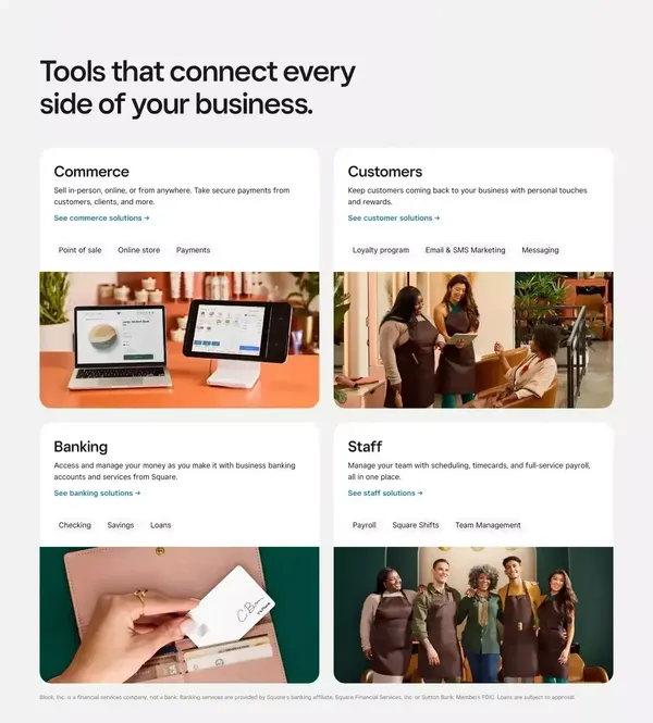 Square | Solutions For Your Small, Medium & Large Business - Landing design inspiration
