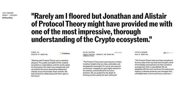 Protocol Theory |  Protocol Theory | Evidence-Based Consumer Insight for Web3, AI, and Emerging Tech - Portfolio design inspiration