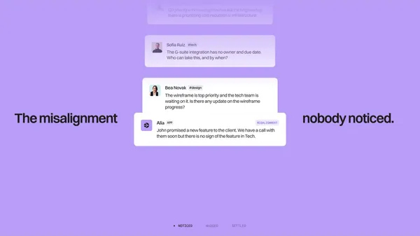 Alia - Agentic team coordination - Landing design inspiration