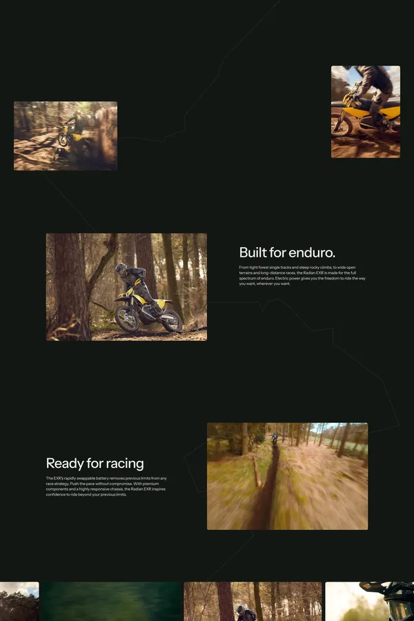 Radian | Electric Enduro Motorcycle | Pre-Order Now - Landing design inspiration