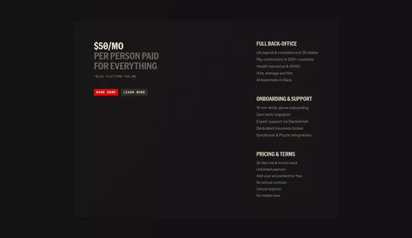 Central - Payroll, benefits & state compliance for startups - Landing design inspiration