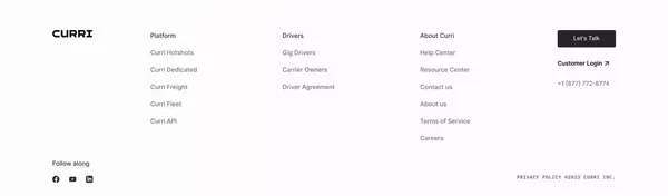 Curri | Delivery logistics for the built world - Landing design inspiration