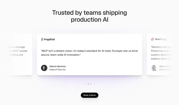 Enterprise MCPs, Skills, & Agents | Runlayer - Landing design inspiration