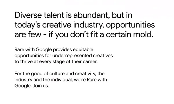 Rare with Google - Landing design inspiration