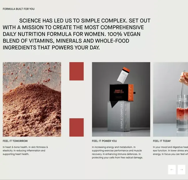 SIMPLE COMPLEX - ADVANCED FEMALE NUTRITION - Landing design inspiration