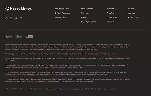 Personal Loans, Made Personal - Happy Money - Landing design inspiration