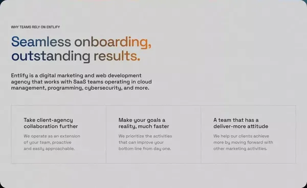 Entlify - Digital Marketing & Web Dev - Landing design inspiration