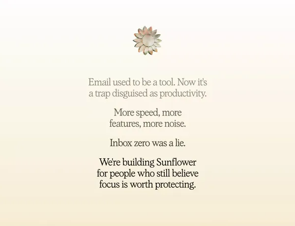 Sunflower. An inbox that works, for you. - Landing design inspiration