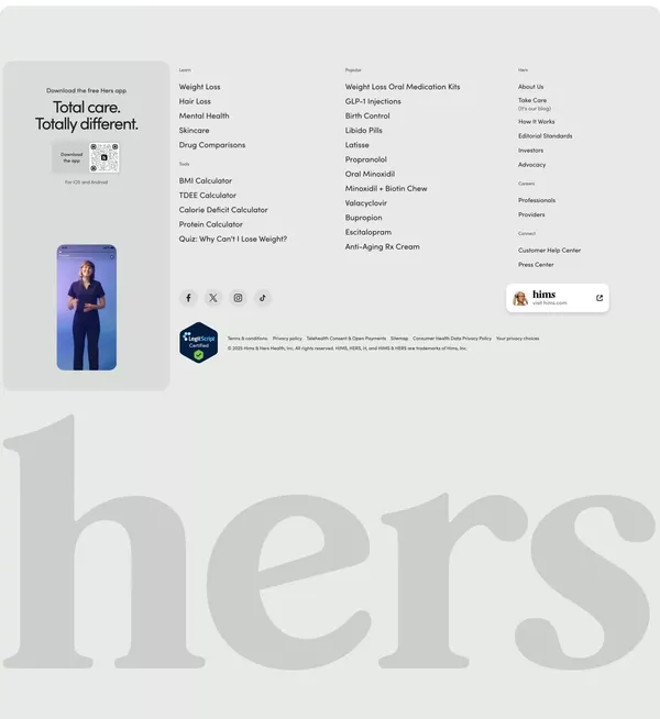Hers for Women's Health | hers - Landing design inspiration