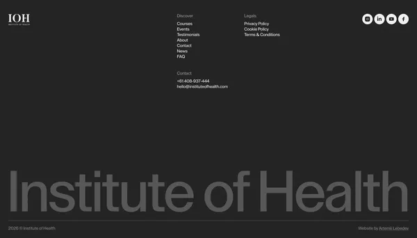 Institute of Health - Landing design inspiration