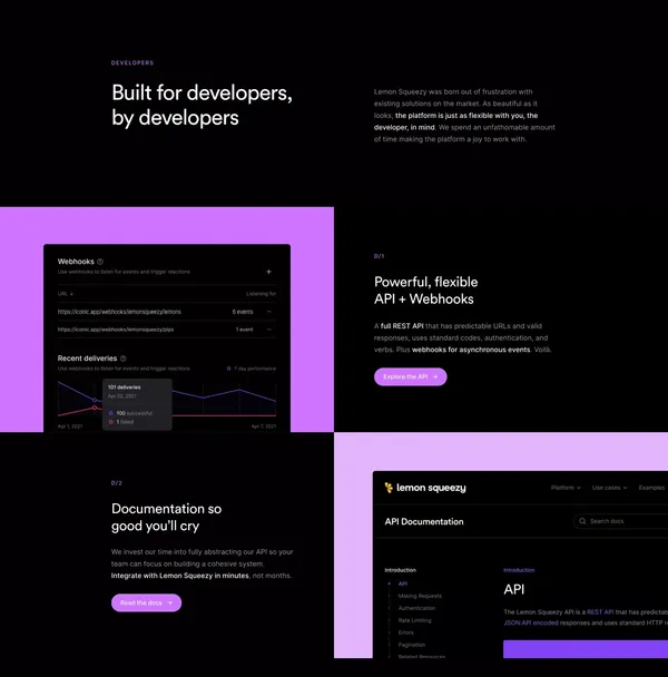 Payments, tax & subscriptions for software companies • Lemon Squeezy - Landing design inspiration