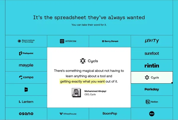 Equals | The next-generation spreadsheet - Landing design inspiration