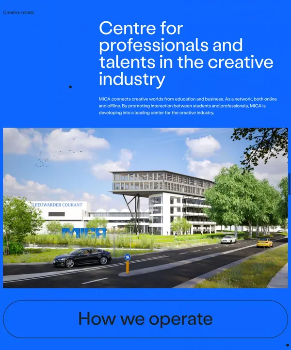 MICA - Media Innovatie Campus - Landing design inspiration