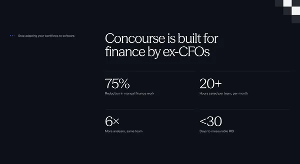 Concourse | AI transformation for finance. - Landing design inspiration