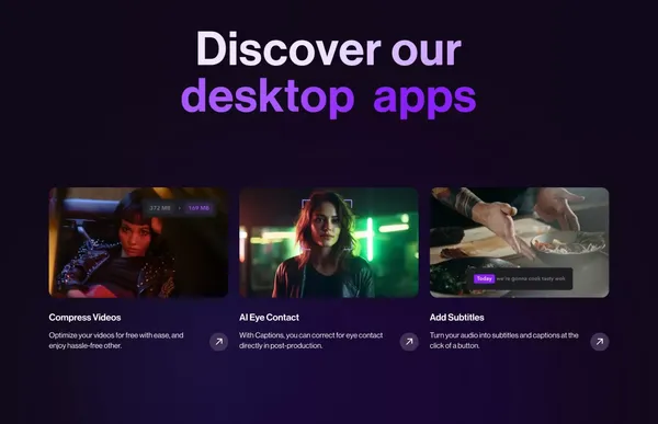 Captions | Your AI-powered creative studio - Landing design inspiration