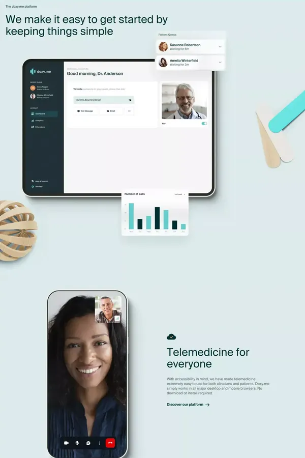 The Simple, Free, and Secure Telemedicine Platform | Doxy.me - Landing design inspiration