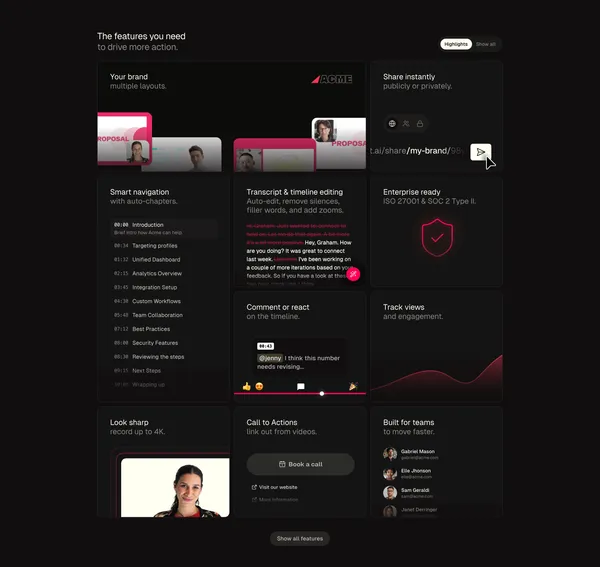 ツSupercut - Video Messaging that Moves Work Forward→ - Landing design inspiration