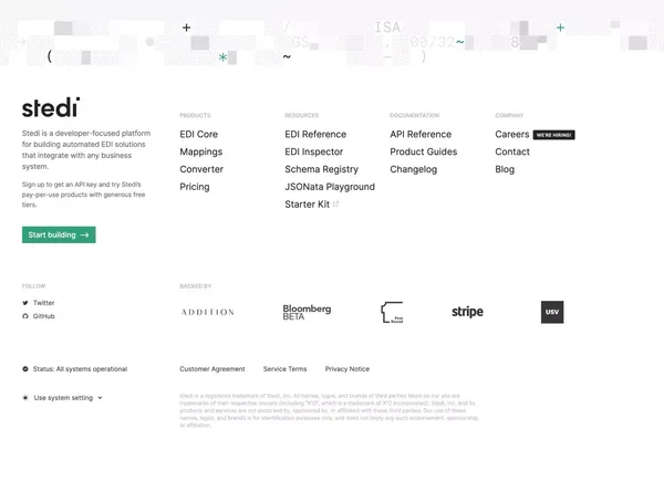 APIs for building EDI integrations - Landing design inspiration