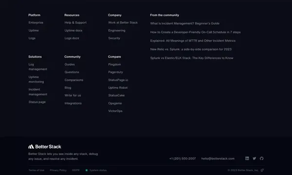 Logs (formerly Logtail) | Better Stack - Landing design inspiration